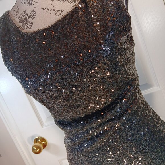 Seductions NWOT Black Sequins Bodycon Cocktail Formal Mini Dress Women Size S - Picture 7 of 16